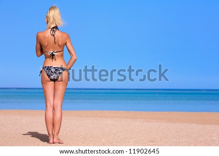 Photo girls on the beach. is back. This image ideal for your text.
