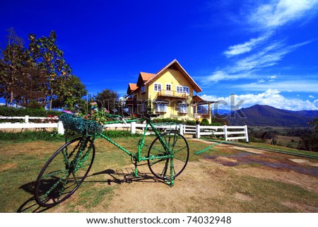 House on hill in Pai, Maehongs, Thailand