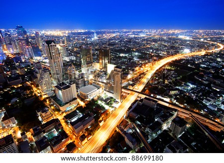 Traffic at night, View Point on a Sky Bar at Sirocco, Bangkok, Thailand