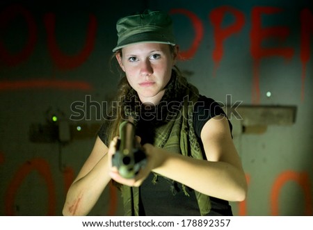 Armed female with gun