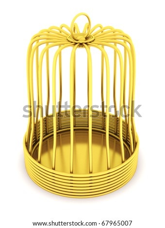 Golden cage  isolated on a white background