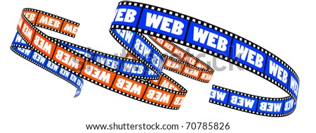 Two 3d film Segment rolled with word web