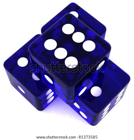 3D Rendered rolling dice on white background