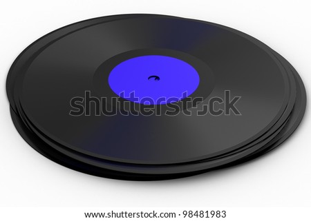 Black vinyl record lp album disc over white background