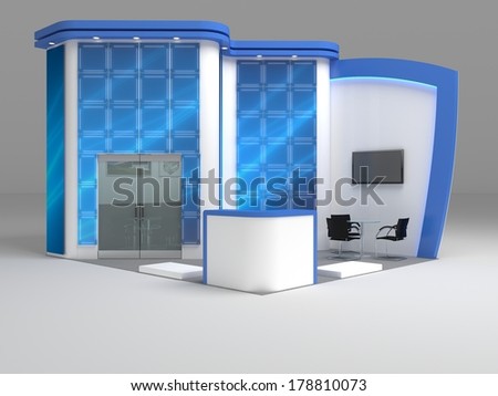 exhibition stand render model expo yellow template design concept