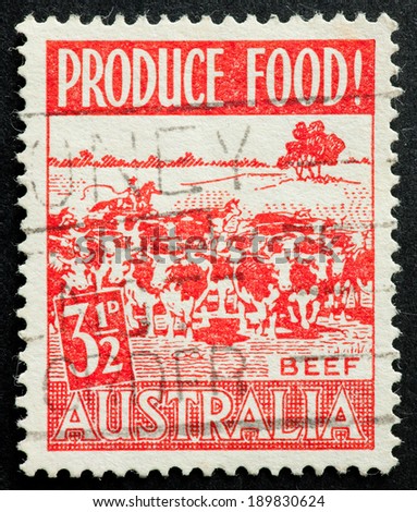 AUSTRALIA - CIRCA 1953:A Cancelled postage stamp from Australia illustrating Food Production , issued in 1953