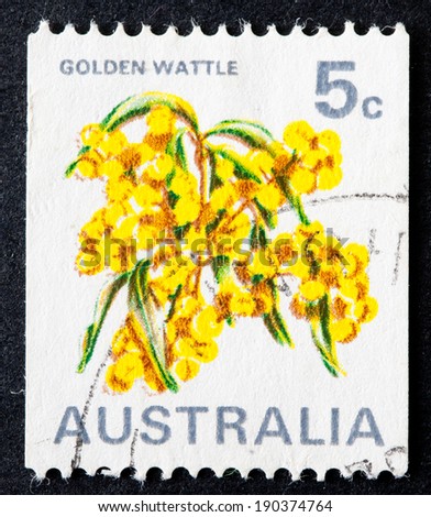 AUSTRALIA - CIRCA 1970:A Cancelled postage stamp from Australia illustrating Native Flowers, issued in 1970.