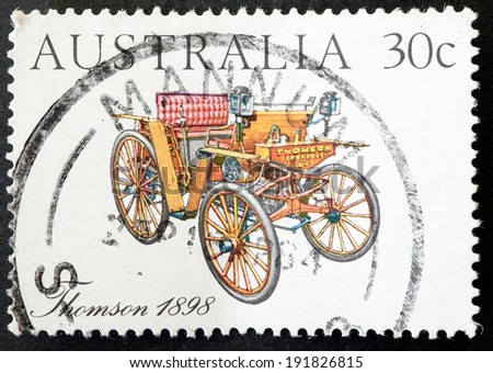 AUSTRALIA - CIRCA 1984:A Cancelled postage stamp from Australia illustrating Vintage and Veteran Cars, issued in 1984