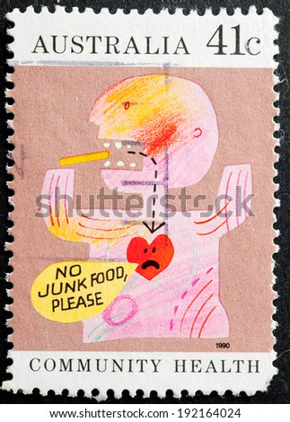 AUSTRALIA - CIRCA 1990:A Cancelled postage stamp from Australia illustrating Health Issues, issued in 1990.