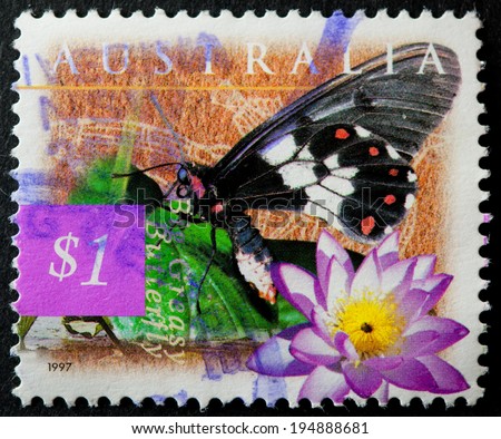 AUSTRALIA - CIRCA 1997:A Cancelled postage stamp from Australia illustrating australian flora and fauna, issued in 1997.