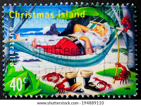 CHRISTMAS ISLANDS - CIRCA 1999:A Cancelled postage stamp from Christmas Islands illustrating Christmas 1999, issued in 1999.