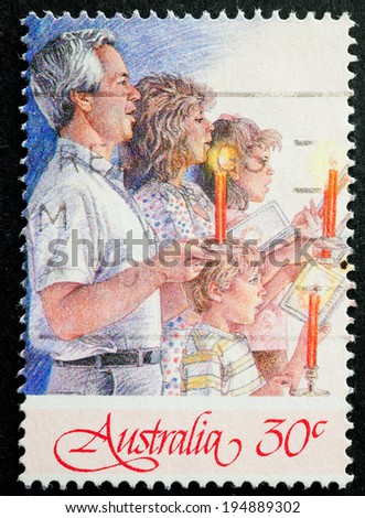 AUSTRALIA - CIRCA 1987:A Cancelled postage stamp from Australia illustrating Christmas 1987, issued in 1987.