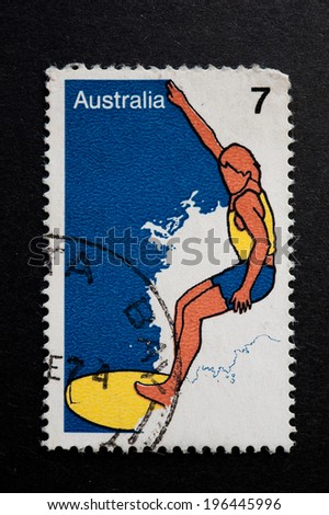 AUSTRALIA - CIRCA 1974:A Cancelled postage stamp from Australia illustrating Australian Sports, issued in 1974.
