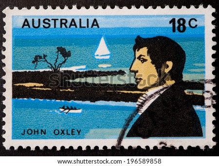 AUSTRALIA - CIRCA 1976:A Cancelled postage stamp from Australia illustrating Australian Explorers, issued in 1976.