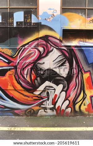 ADELAIDE, AUSTRALIA - JULY 5TH, 2014: Street art by unidentified artist. Adelaide city council recognises the importance of street art in creating a vibrant city.