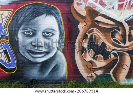ADELAIDE, AUSTRALIA - SEPTEMBER 27TH, 2009: Street art by unidentified artist. Adelaide local councils recognise the importance of street art in creating a vibrant city.