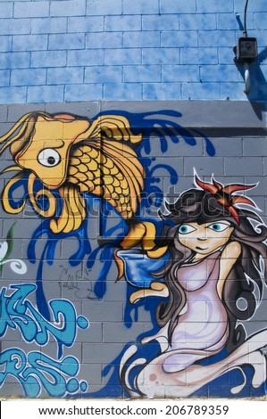 ADELAIDE, AUSTRALIA - NOVEMBER 24TH, 2011: Street art by unidentified artist. Adelaide local councils recognises the importance of street art in creating a vibrant city.