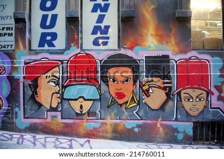 MELBOURNE, AUSTRALIA - AUGUST 28TH, 2014: Street art by unidentified artist. Melbourne local councils recognise the importance of street art in creating a vibrant city.