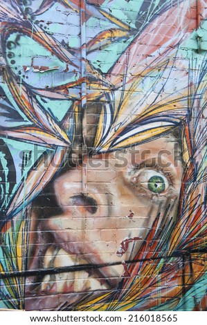 MELBOURNE, AUSTRALIA - AUGUST 29TH, 2014: Street art by unidentified artist. Melbourne local councils recognise the importance of street art in creating a vibrant city.