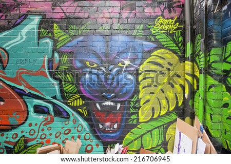 MELBOURNE, AUSTRALIA - AUGUST 30TH, 2014: Street art by unidentified artist. Melbourne local councils recognise the importance of street art in creating a vibrant city.
