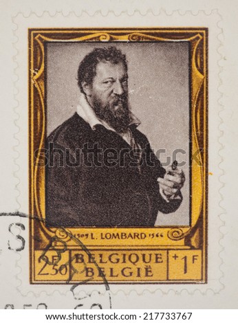 BELGIUM - CIRCA 1958: A Cancelled postage stamp from Belgium illustrating Famous paintings in the Belgian Museum, issued in 1958.