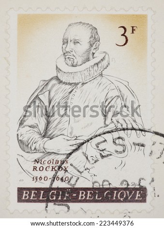 BELGIUM - CIRCA 1961: A Cancelled postage stamp from Belgium illustrating 400th anniversary of Birth of Nicolaus Rockox, issued in 1961.