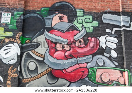 ADELAIDE, AUSTRALIA - OCTOBER 21ST 2014: Street art by unidentified artist. Adelaide local councils recognises the importance of street art in creating a vibrant city.