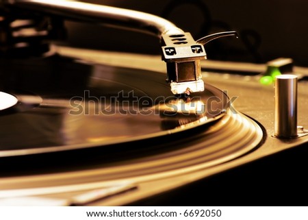 DJ Turntable. Closeup of a Dj turntable player