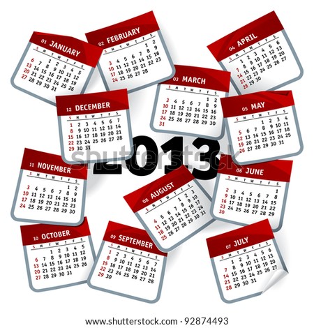 Calendar Template for 2013 Year Represented as Months Pages Whirlwind