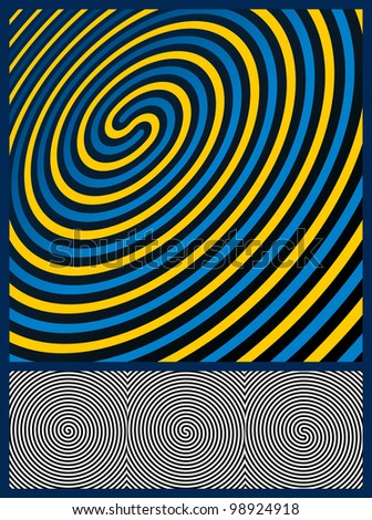 Optical Illusion Background. Three Spiral Patterns. Rasterized Version