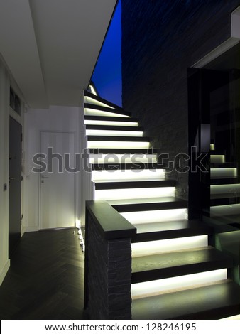 Modern House Stairs With Lighting