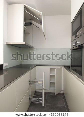 Modern white kitchen cabinets
