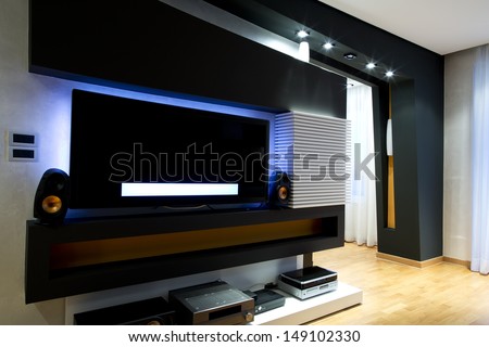 Modern living room home cinema