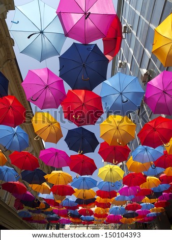Different colors umbrellas