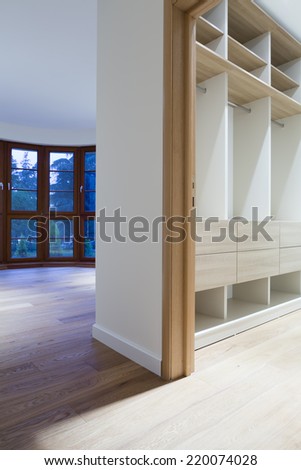 Empty home rooms and wardrobe interior