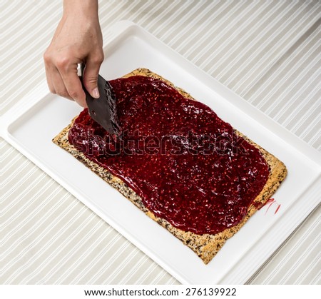 Raspberry cake filling, making process