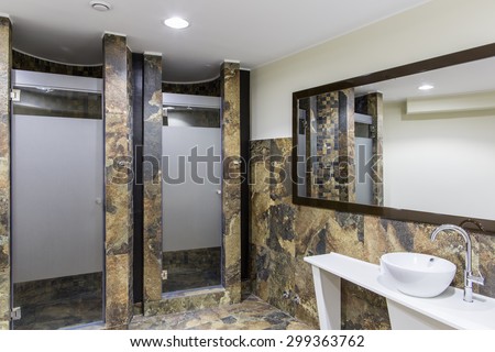 Gym toilet and shower cabins