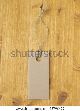 Label on wood background