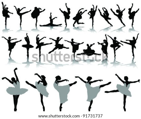 Black Ballerina Silhouette On White Background-vector - 91731737 