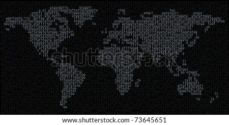 World map created with binary code.