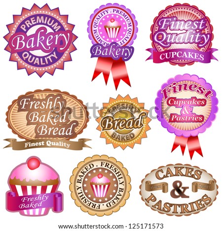 Premium and finest quality bakery, cakes and pastries labels and badges