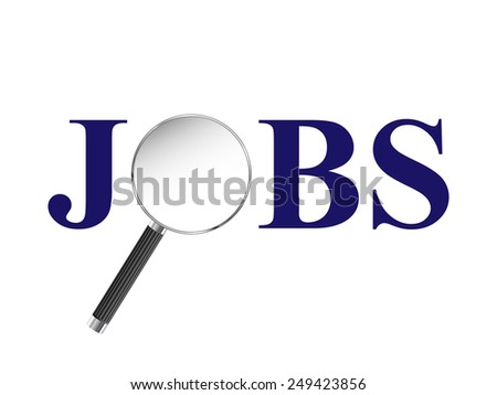 Magnifying glass depicting the o in jobs