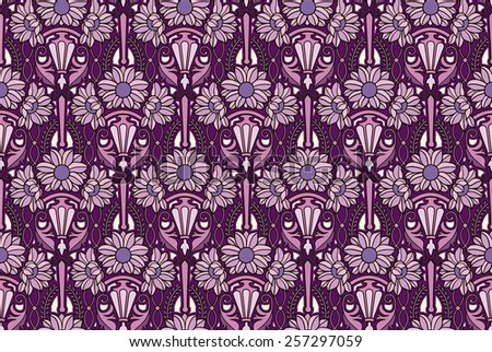 art nouveau flower pattern in purples