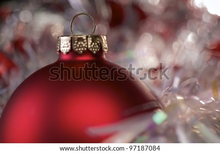 Christmas Bulb in Shiny Reflective Background
