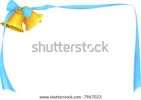 stock photo Wedding bells with a blue bow draped around them