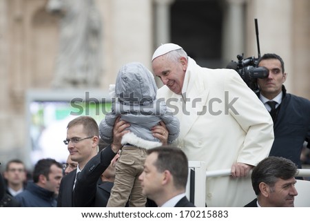 Vatican City - November 27: Pope Francis On The Pope Mobile Bless Faithful In St. Peter'S Square On November 27 2013