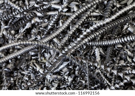 Detail of a heap of CNC metal shavings.