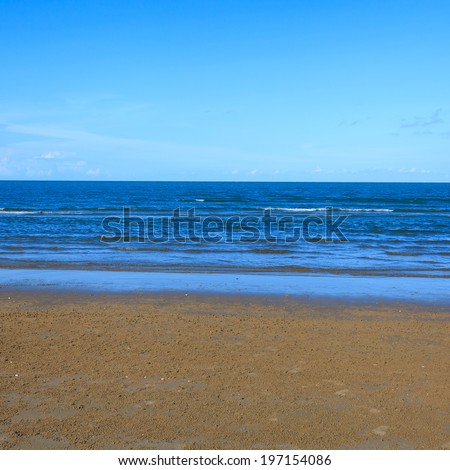 Blue sky and sand beach at Hua Hin Thailand