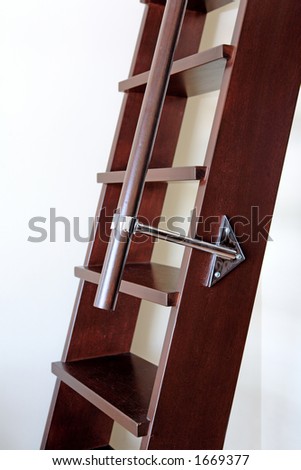 Stylish, new wooden stairway of bedroom in luxury house or villa