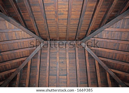 Stylish, new wooden ceiling in luxury house or villa